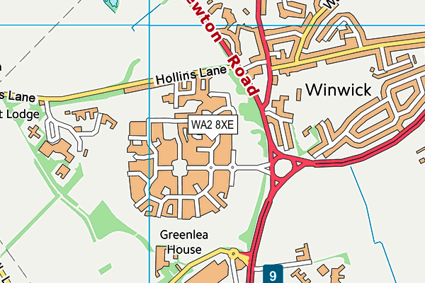 WA2 8XE map - OS VectorMap District (Ordnance Survey)