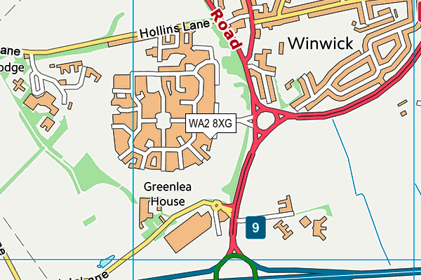 WA2 8XG map - OS VectorMap District (Ordnance Survey)