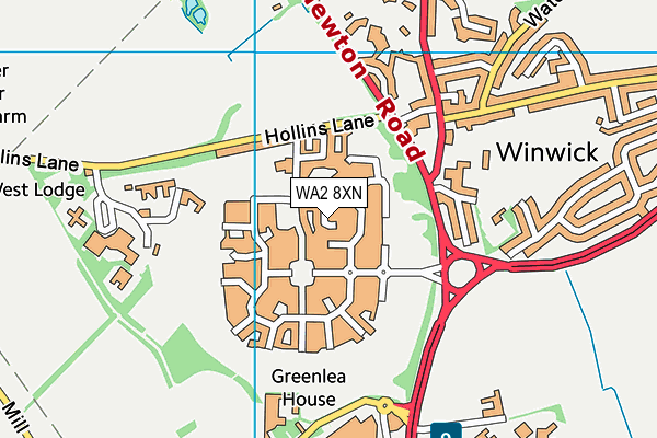 WA2 8XN map - OS VectorMap District (Ordnance Survey)