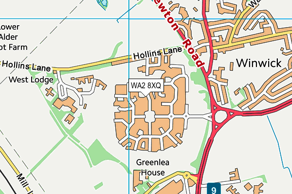 WA2 8XQ map - OS VectorMap District (Ordnance Survey)