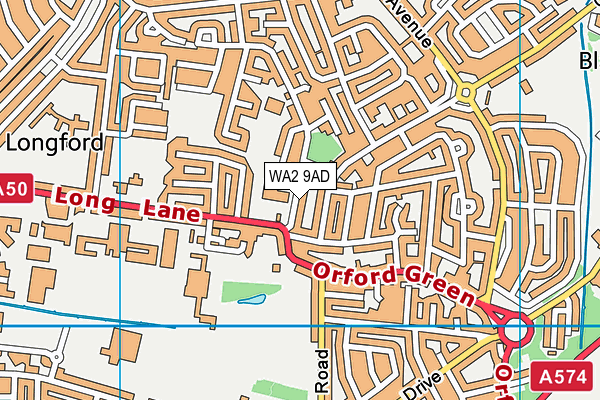 WA2 9AD map - OS VectorMap District (Ordnance Survey)