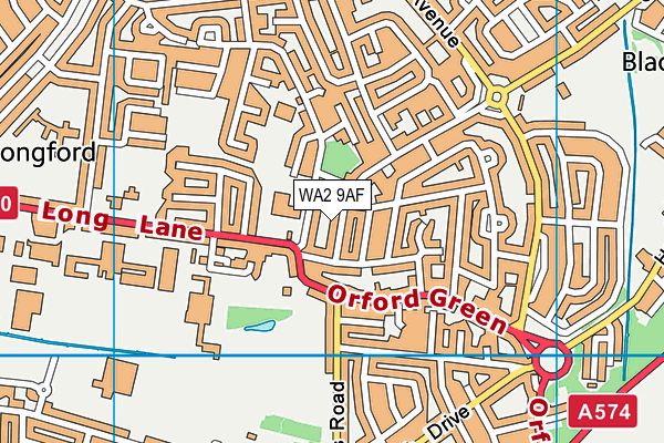 WA2 9AF map - OS VectorMap District (Ordnance Survey)