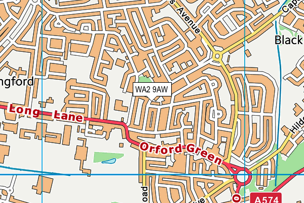 WA2 9AW map - OS VectorMap District (Ordnance Survey)
