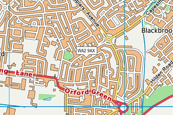 WA2 9AX map - OS VectorMap District (Ordnance Survey)