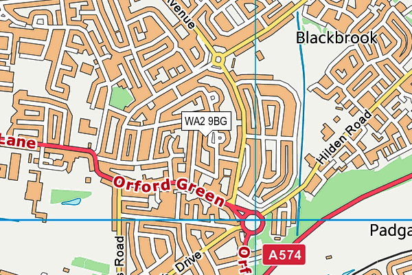 WA2 9BG map - OS VectorMap District (Ordnance Survey)