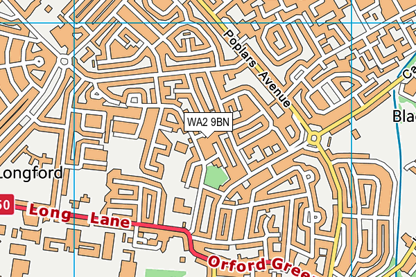 WA2 9BN map - OS VectorMap District (Ordnance Survey)