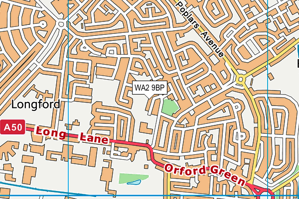 WA2 9BP map - OS VectorMap District (Ordnance Survey)