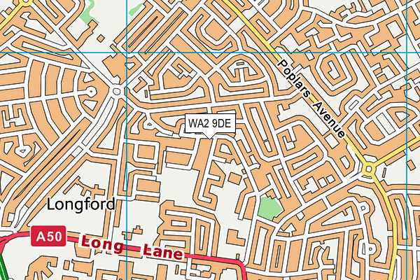 WA2 9DE map - OS VectorMap District (Ordnance Survey)