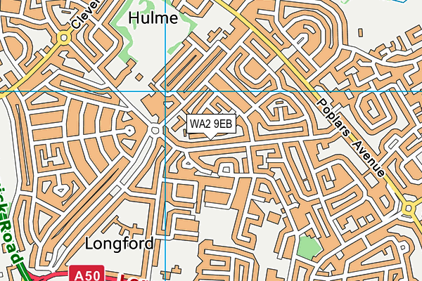 WA2 9EB map - OS VectorMap District (Ordnance Survey)