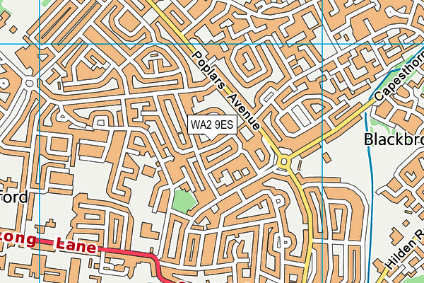 WA2 9ES map - OS VectorMap District (Ordnance Survey)