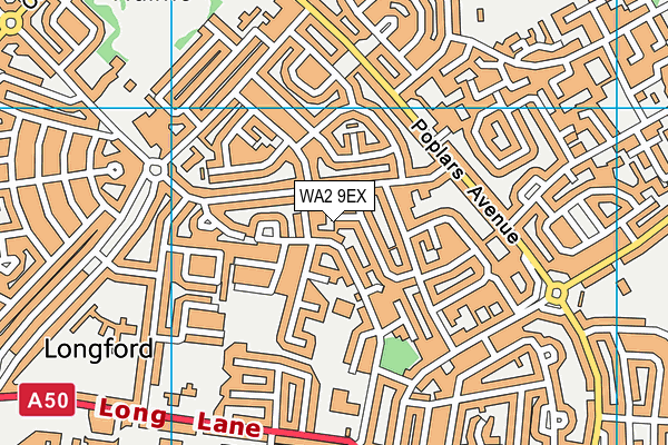 WA2 9EX map - OS VectorMap District (Ordnance Survey)