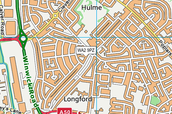 WA2 9PZ map - OS VectorMap District (Ordnance Survey)