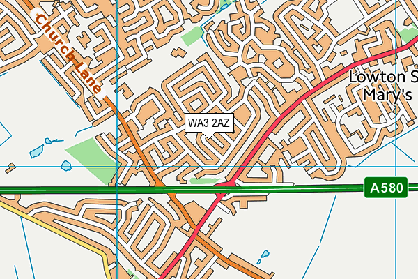 WA3 2AZ map - OS VectorMap District (Ordnance Survey)