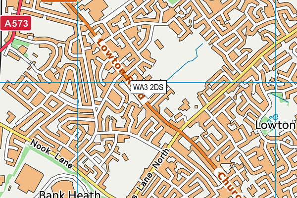 WA3 2DS map - OS VectorMap District (Ordnance Survey)