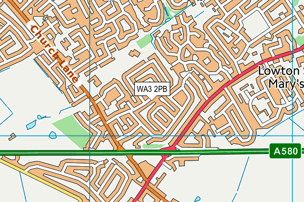 WA3 2PB map - OS VectorMap District (Ordnance Survey)