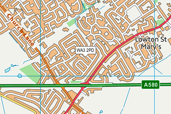 WA3 2PD map - OS VectorMap District (Ordnance Survey)