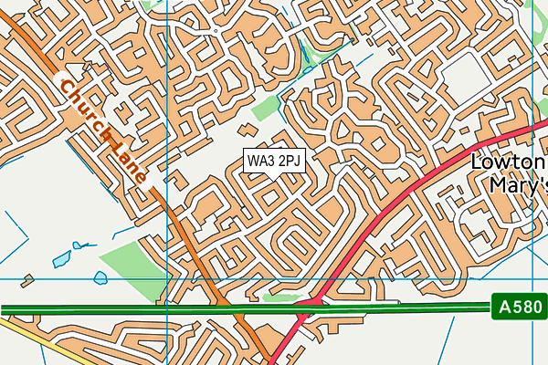 WA3 2PJ map - OS VectorMap District (Ordnance Survey)