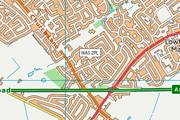 WA3 2PL map - OS VectorMap District (Ordnance Survey)