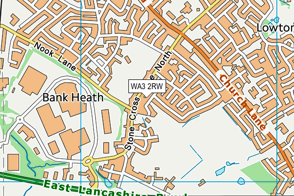 WA3 2RW map - OS VectorMap District (Ordnance Survey)