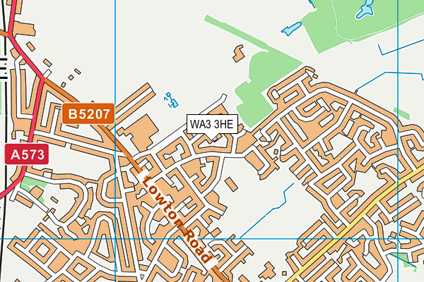 WA3 3HE map - OS VectorMap District (Ordnance Survey)