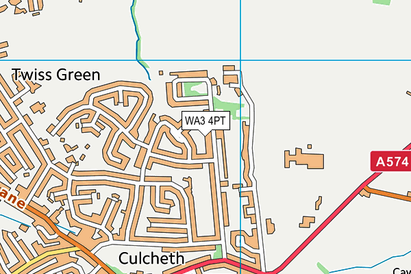 WA3 4PT map - OS VectorMap District (Ordnance Survey)