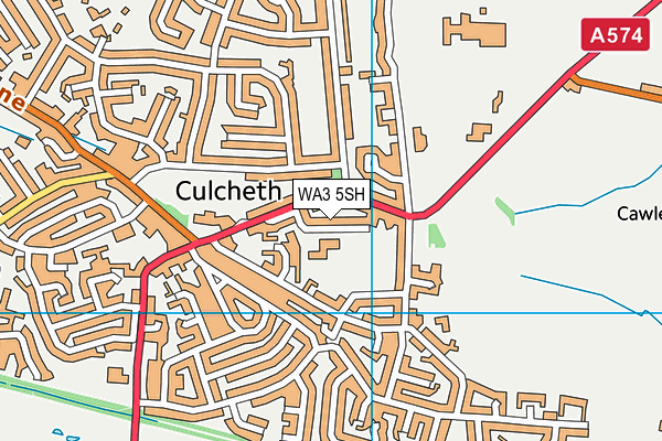 Culcheth Sports Club map (WA3 5SH) - OS VectorMap District (Ordnance Survey)
