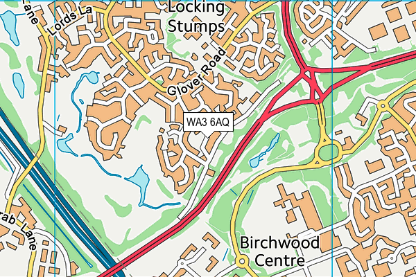 WA3 6AQ map - OS VectorMap District (Ordnance Survey)