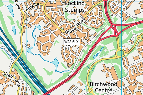 WA3 6LX map - OS VectorMap District (Ordnance Survey)