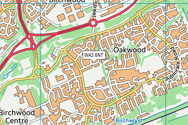 WA3 6NT map - OS VectorMap District (Ordnance Survey)