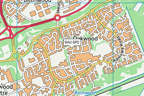 WA3 6PD map - OS VectorMap District (Ordnance Survey)