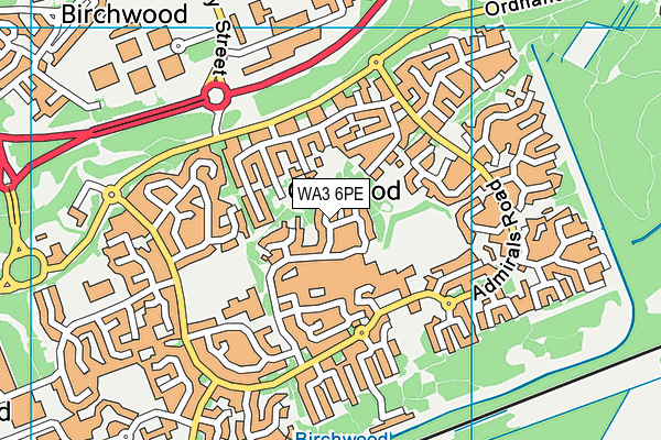 WA3 6PE map - OS VectorMap District (Ordnance Survey)