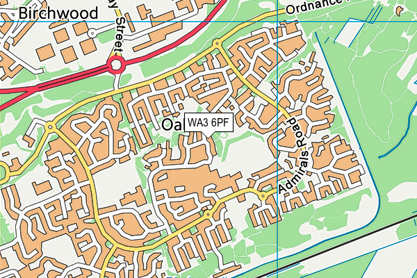 WA3 6PF map - OS VectorMap District (Ordnance Survey)