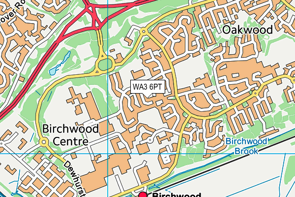 WA3 6PT map - OS VectorMap District (Ordnance Survey)