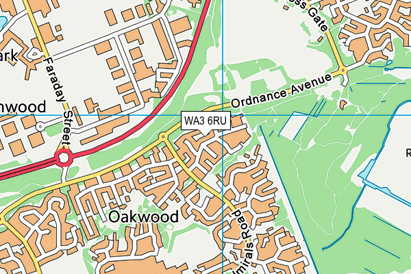 WA3 6RU map - OS VectorMap District (Ordnance Survey)