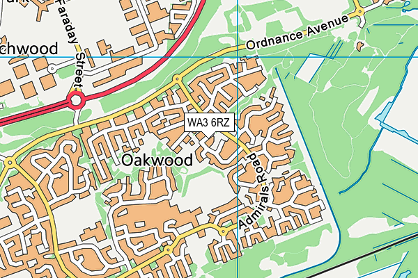 WA3 6RZ map - OS VectorMap District (Ordnance Survey)