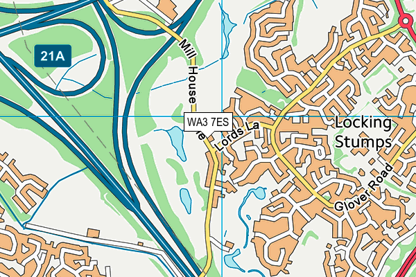 WA3 7ES map - OS VectorMap District (Ordnance Survey)