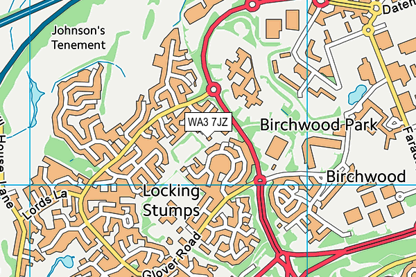 WA3 7JZ map - OS VectorMap District (Ordnance Survey)