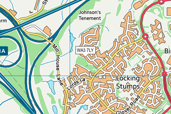 WA3 7LY map - OS VectorMap District (Ordnance Survey)