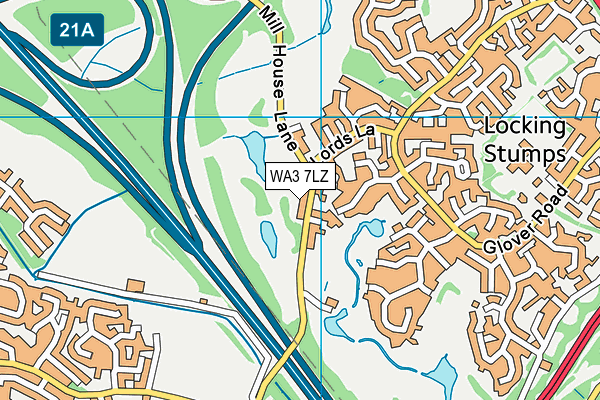 WA3 7LZ map - OS VectorMap District (Ordnance Survey)