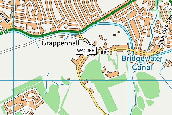 Grappenhall Cricket Club map (WA4 3ER) - OS VectorMap District (Ordnance Survey)