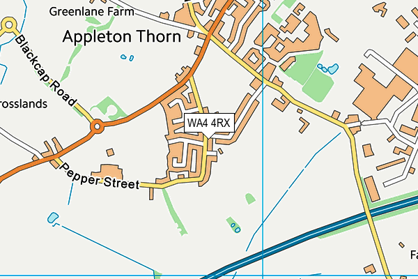 WA4 4RX map - OS VectorMap District (Ordnance Survey)