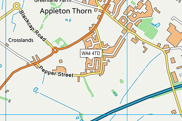 WA4 4TD map - OS VectorMap District (Ordnance Survey)