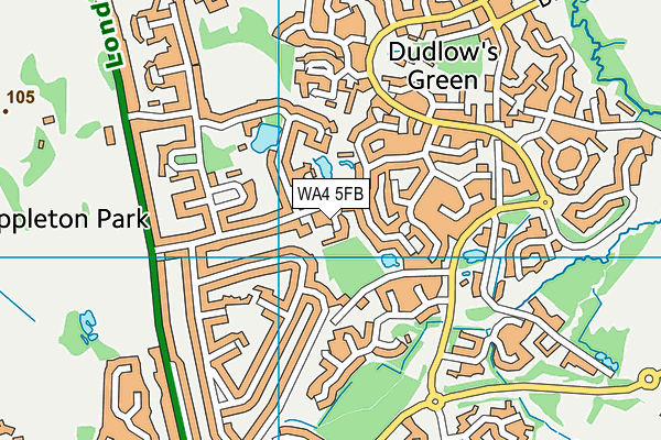 WA4 5FB map - OS VectorMap District (Ordnance Survey)