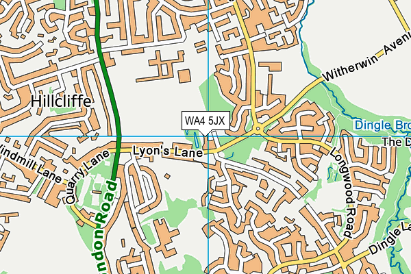 WA4 5JX map - OS VectorMap District (Ordnance Survey)