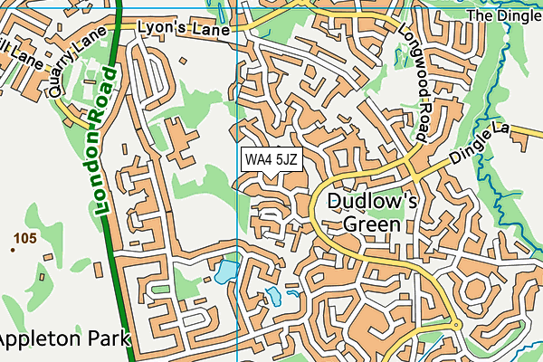 WA4 5JZ map - OS VectorMap District (Ordnance Survey)