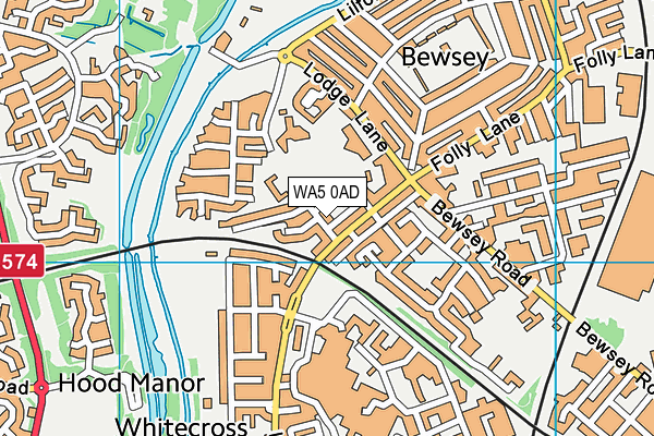 WA5 0AD map - OS VectorMap District (Ordnance Survey)