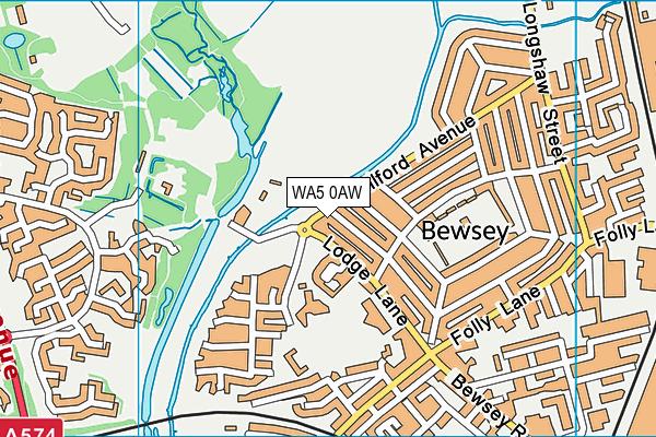 WA5 0AW map - OS VectorMap District (Ordnance Survey)