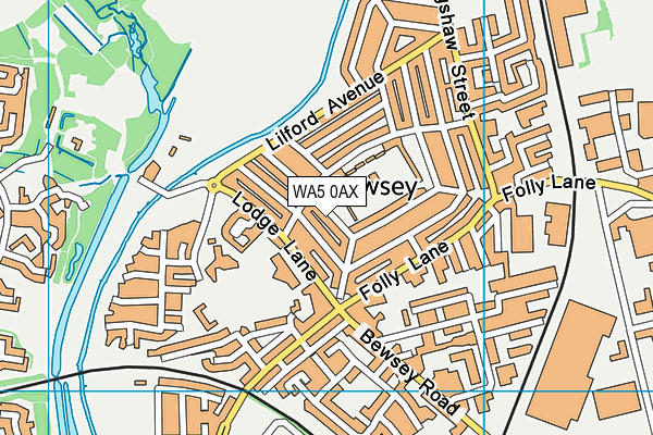 WA5 0AX map - OS VectorMap District (Ordnance Survey)