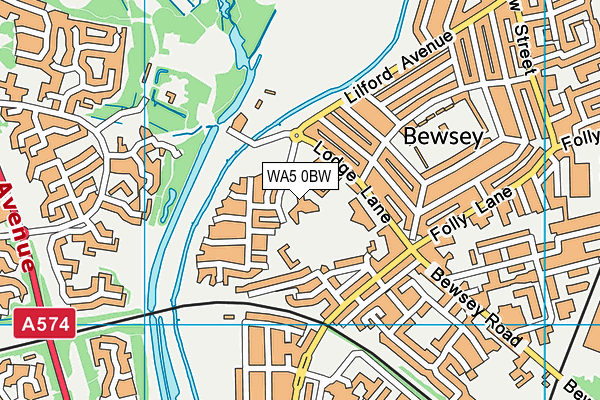 WA5 0BW map - OS VectorMap District (Ordnance Survey)