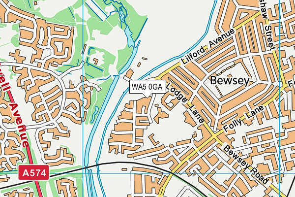 WA5 0GA map - OS VectorMap District (Ordnance Survey)